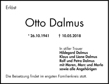 Traueranzeige von Otto Dalmus von Mannheimer Morgen