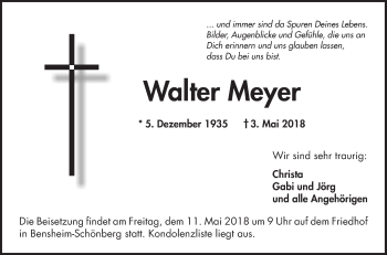 Traueranzeige von Walter Meyer von Bergsträßer Anzeiger