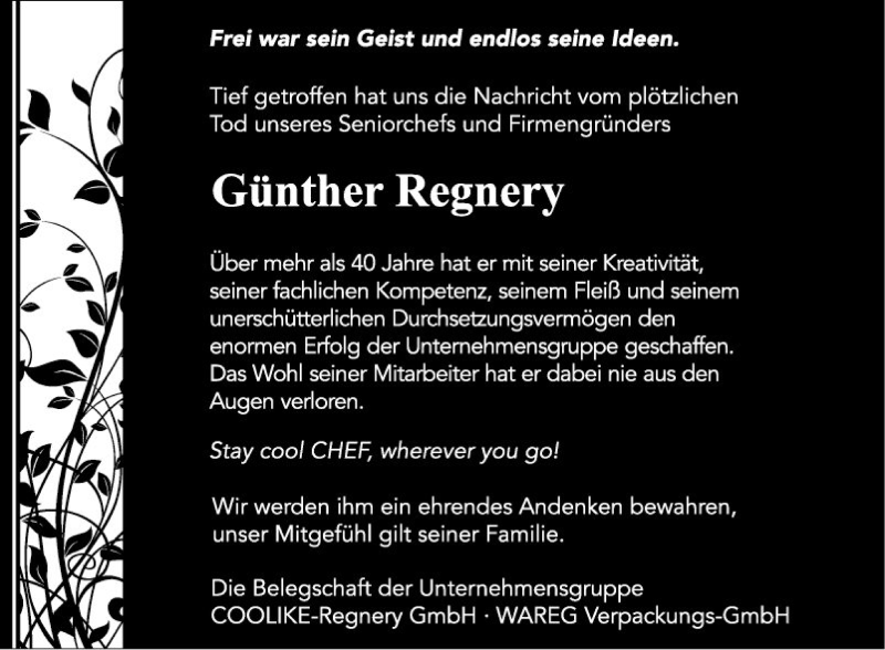 Traueranzeige für Günther Regnery vom 07.05.2019 aus Bergsträßer Anzeiger