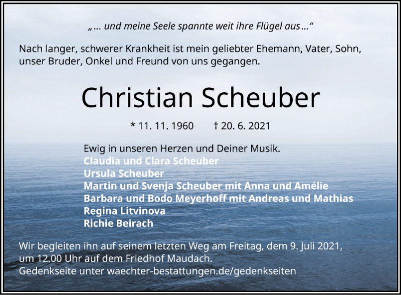  Traueranzeige für Christian Scheuber vom 24.06.2021 aus Mannheimer Morgen